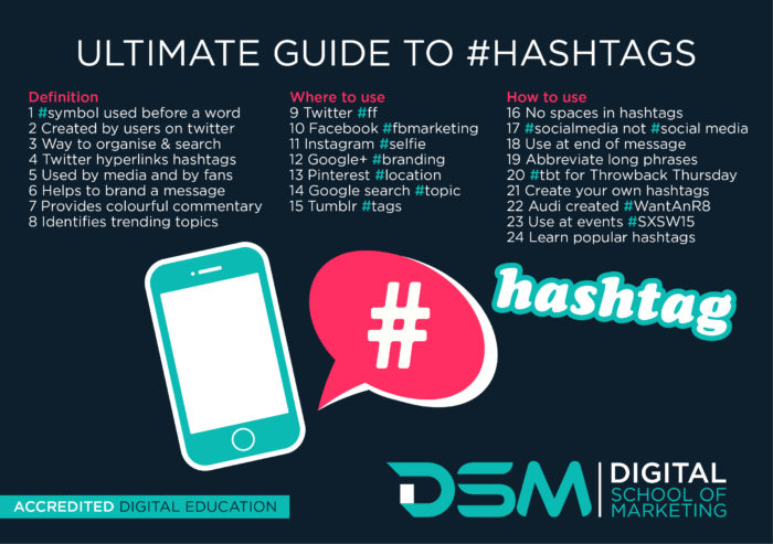 DSM digital School of Marketing - hashtags
